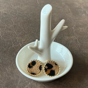 Leopard Print Button Earrings 1”